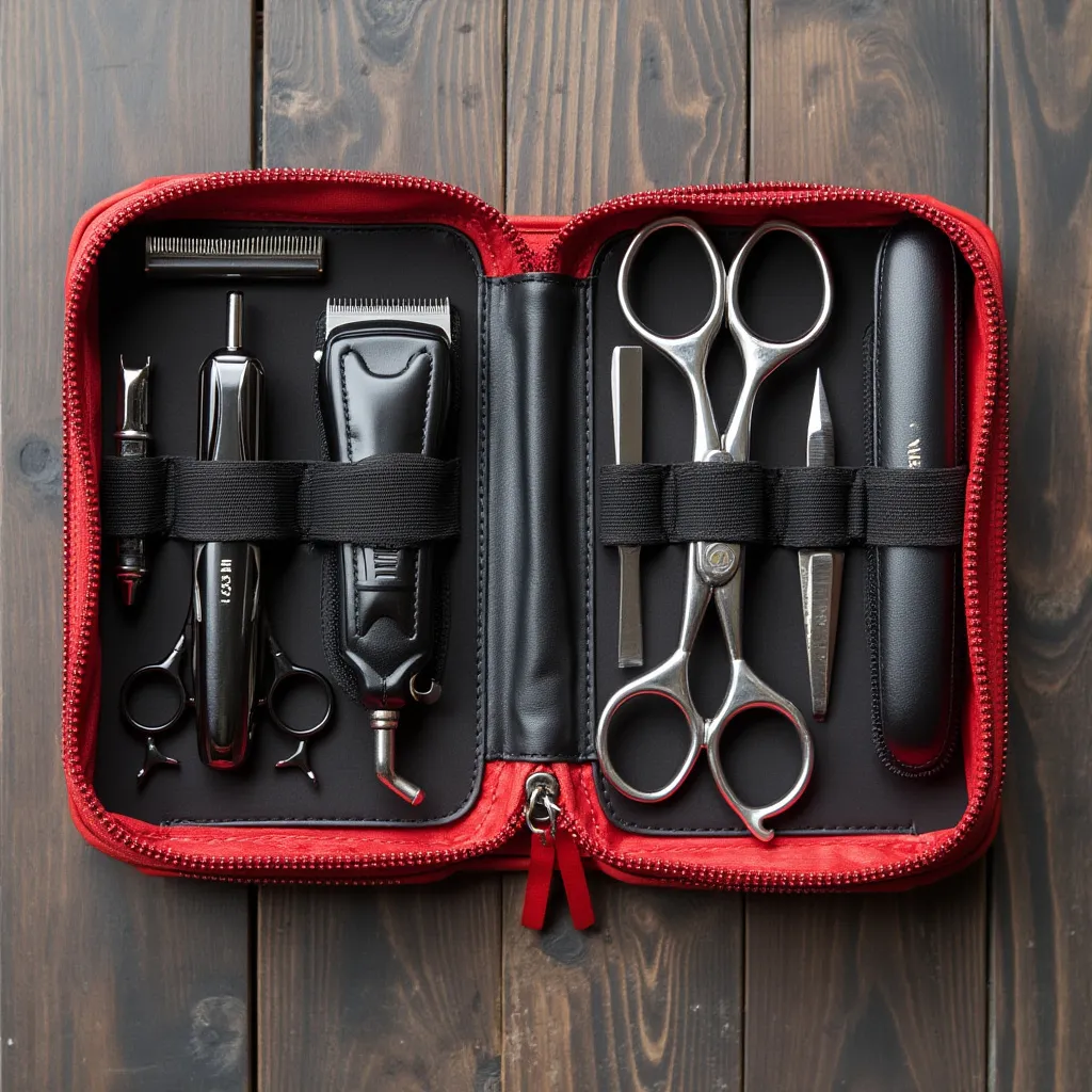 Estuche Profesional de Barbería Rojo